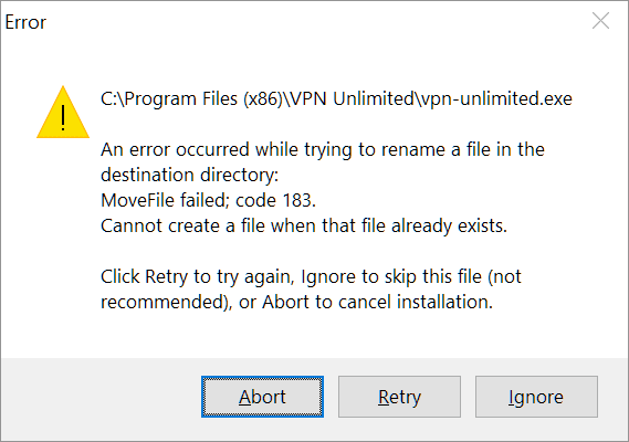 MoveFile failed; code 183